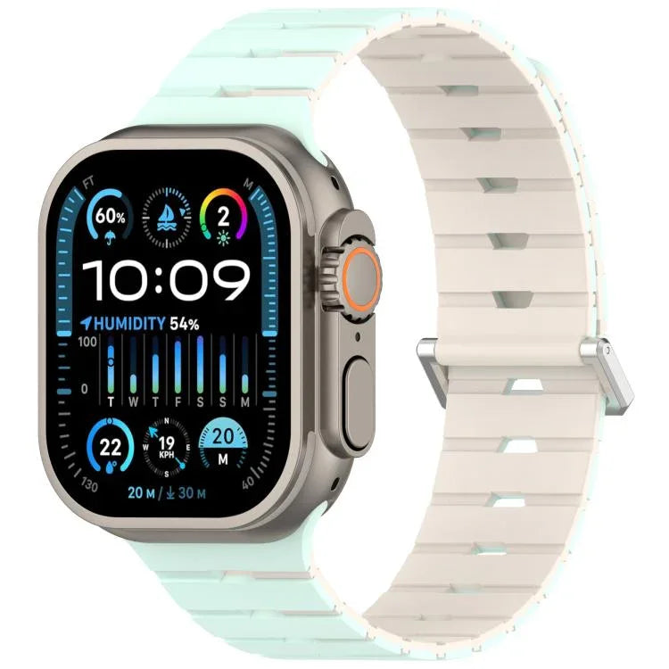Pulseira de Silicone Bicolor Magnética Estilo Melódica, Para Apple Watch 46mm / 49mm / 45mm / 44mm, Para Apple Watch 42mm / 41mm / 40mm / 38mm