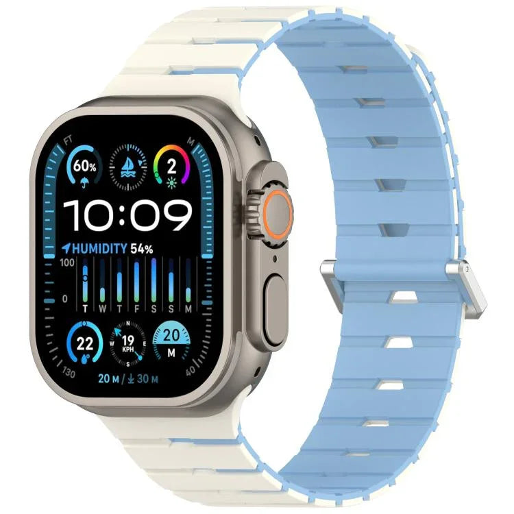 Pulseira de Silicone Bicolor Magnética Estilo Melódica, Para Apple Watch 46mm / 49mm / 45mm / 44mm, Para Apple Watch 42mm / 41mm / 40mm / 38mm