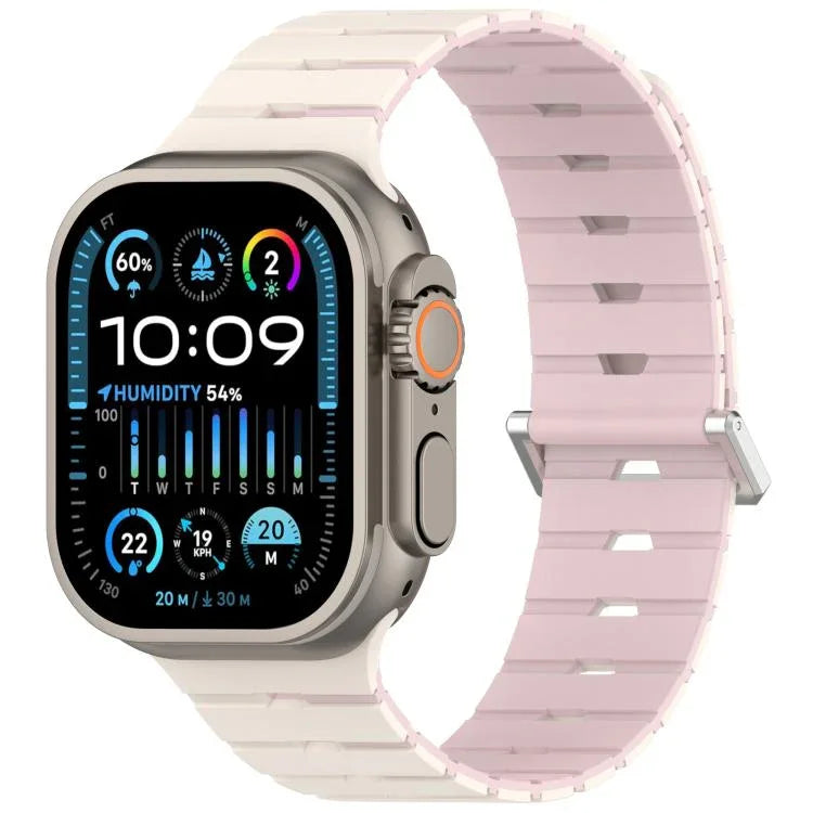 Pulseira de Silicone Bicolor Magnética Estilo Melódica, Para Apple Watch 46mm / 49mm / 45mm / 44mm, Para Apple Watch 42mm / 41mm / 40mm / 38mm