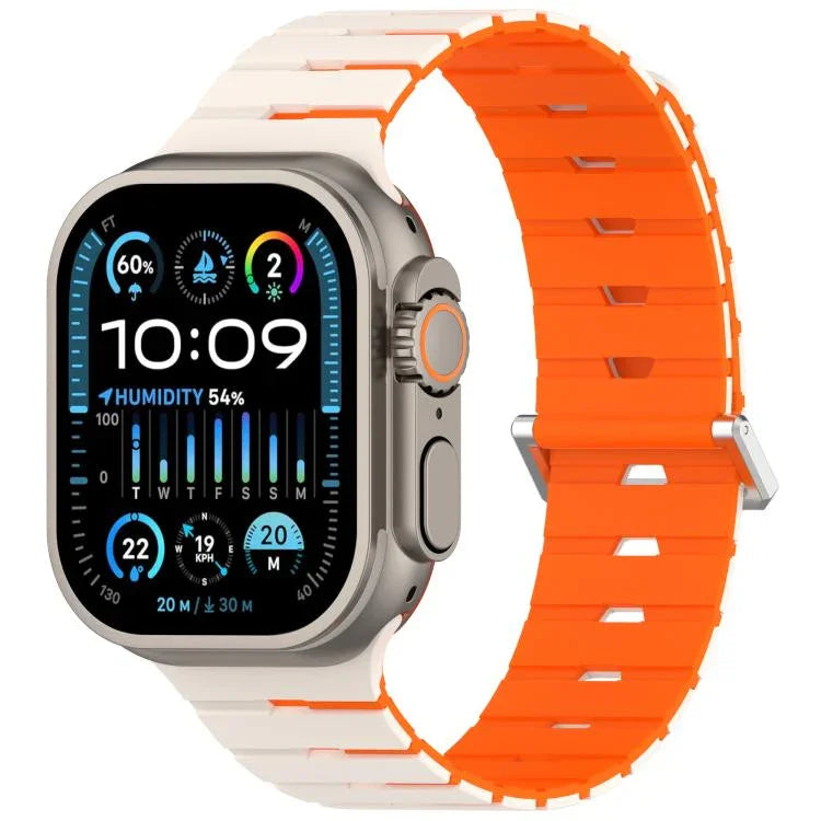 Pulseira de Silicone Bicolor Magnética Estilo Melódica, Para Apple Watch 46mm / 49mm / 45mm / 44mm, Para Apple Watch 42mm / 41mm / 40mm / 38mm