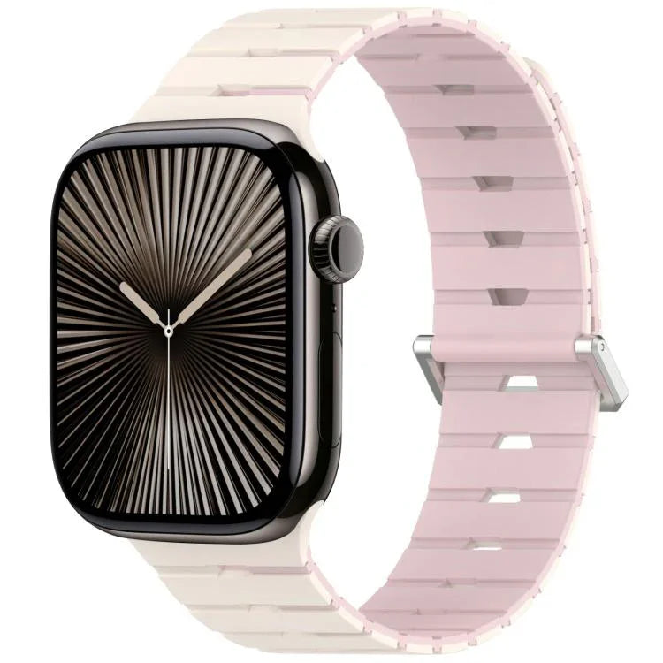 Pulseira de Silicone Bicolor Magnética Estilo Melódica, Para Apple Watch 46mm / 49mm / 45mm / 44mm, Para Apple Watch 42mm / 41mm / 40mm / 38mm