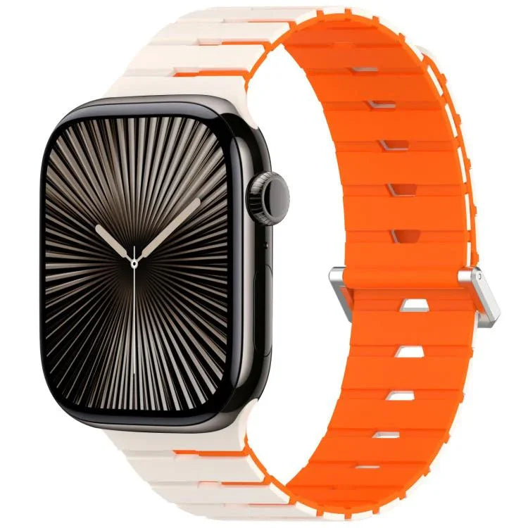 Pulseira de Silicone Bicolor Magnética Estilo Melódica, Para Apple Watch 46mm / 49mm / 45mm / 44mm, Para Apple Watch 42mm / 41mm / 40mm / 38mm