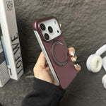Capa de telemóvel com suporte MagSafe em PC com pele sem moldura, para iPhone 17 Pro Max, para iPhone 17 Pro, para iPhone 17, para iPhone Air, para iPhone 16 Pro Max, para iPhone 16 Pro