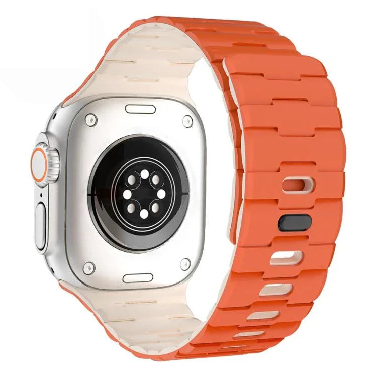 Correia de Relógio em Silicone Magnética com Pino Único e Relevo de Cavalo, Para Apple Watch 46mm / 49mm / 45mm / 44mm