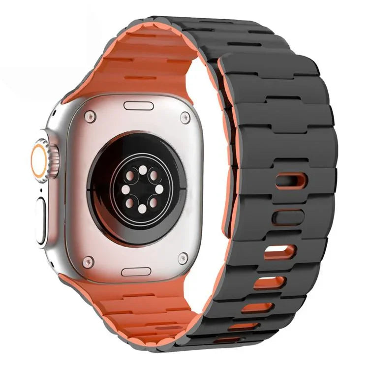 Correia de Relógio em Silicone Magnética com Pino Único e Relevo de Cavalo, Para Apple Watch 46mm / 49mm / 45mm / 44mm