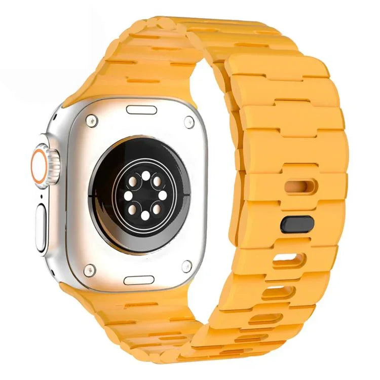 Correia de Relógio em Silicone Magnética com Pino Único e Relevo de Cavalo, Para Apple Watch 46mm / 49mm / 45mm / 44mm