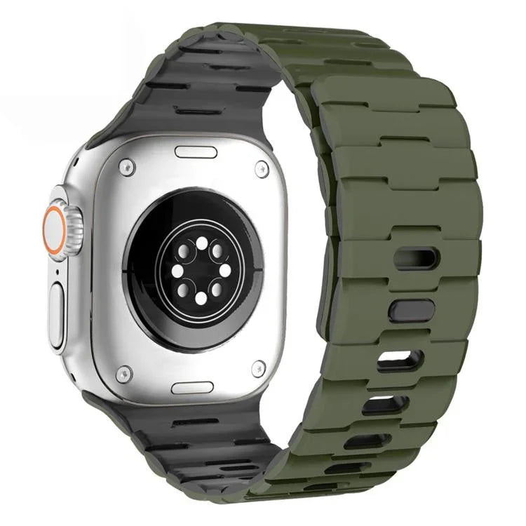 Correia de Relógio em Silicone Magnética com Pino Único e Relevo de Cavalo, Para Apple Watch 46mm / 49mm / 45mm / 44mm