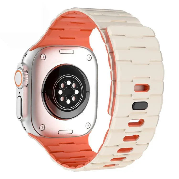 Correia de Relógio em Silicone Magnética com Pino Único e Relevo de Cavalo, Para Apple Watch 46mm / 49mm / 45mm / 44mm
