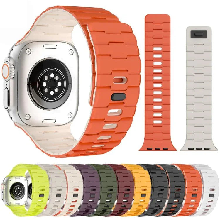 Correia de Relógio em Silicone Magnética com Pino Único e Relevo de Cavalo, Para Apple Watch 46mm / 49mm / 45mm / 44mm