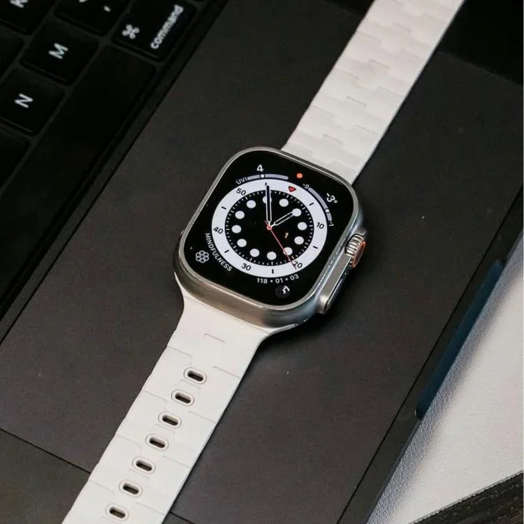 Correia de Relógio em Silicone Magnética com Pino Único e Relevo de Cavalo, Para Apple Watch 46mm / 49mm / 45mm / 44mm