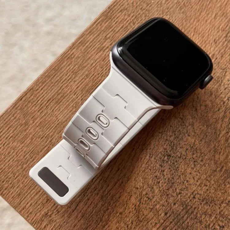 Correia de Relógio em Silicone Magnética com Pino Único e Relevo de Cavalo, Para Apple Watch 46mm / 49mm / 45mm / 44mm
