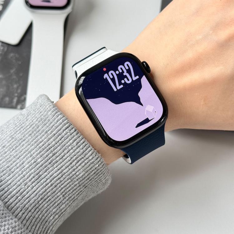 Correia de Relógio em Silicone Magnética Bicolor com Textura de Lichia, Para Apple Watch 46mm / 49mm / 45mm / 44mm, Para Apple Watch 42mm / 41mm / 40mm / 38mm