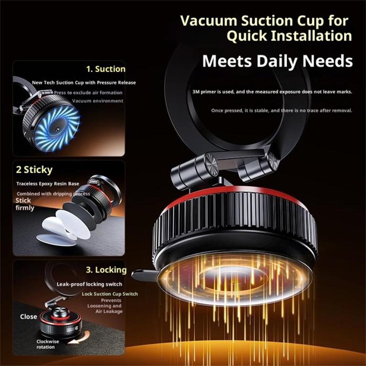 X66 720-Degree Triple-Axis Rotation Folding Magnetic Car Vacuum Suction Cup Phone Holder, X66 (White), X66 (Black)