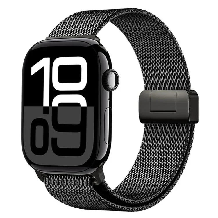 Correia de Relógio em Metal de Titânio Completo com Fivela Magnética Milanesa, Para Apple Watch 46mm / 49mm / 45mm / 44mm