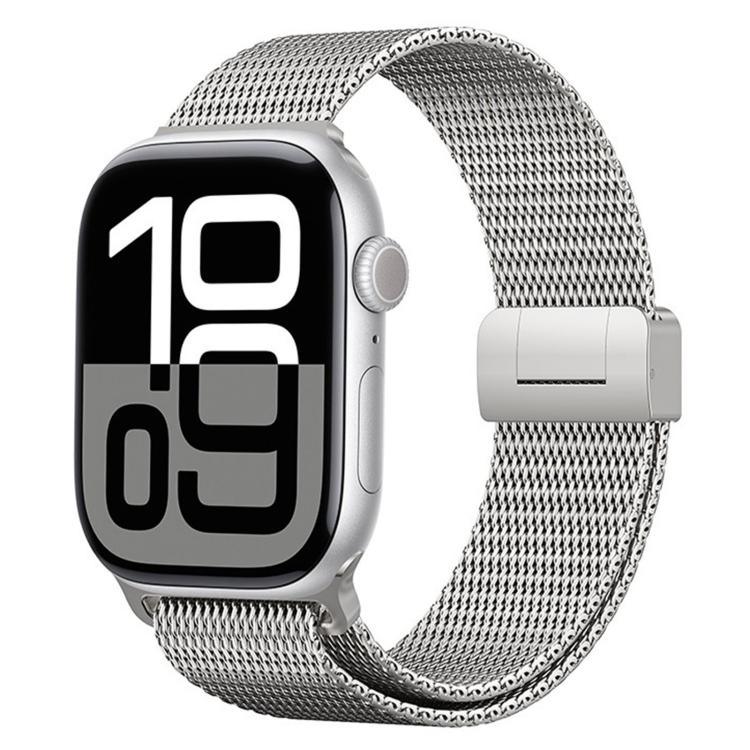 Correia de Relógio em Metal de Titânio Completo com Fivela Magnética Milanesa, Para Apple Watch 46mm / 49mm / 45mm / 44mm