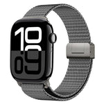 Correia de Relógio em Metal de Titânio Completo com Fivela Magnética Milanesa, Para Apple Watch 46mm / 49mm / 45mm / 44mm
