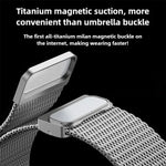 Correia de Relógio em Metal de Titânio Completo com Fivela Magnética Milanesa, Para Apple Watch 46mm / 49mm / 45mm / 44mm