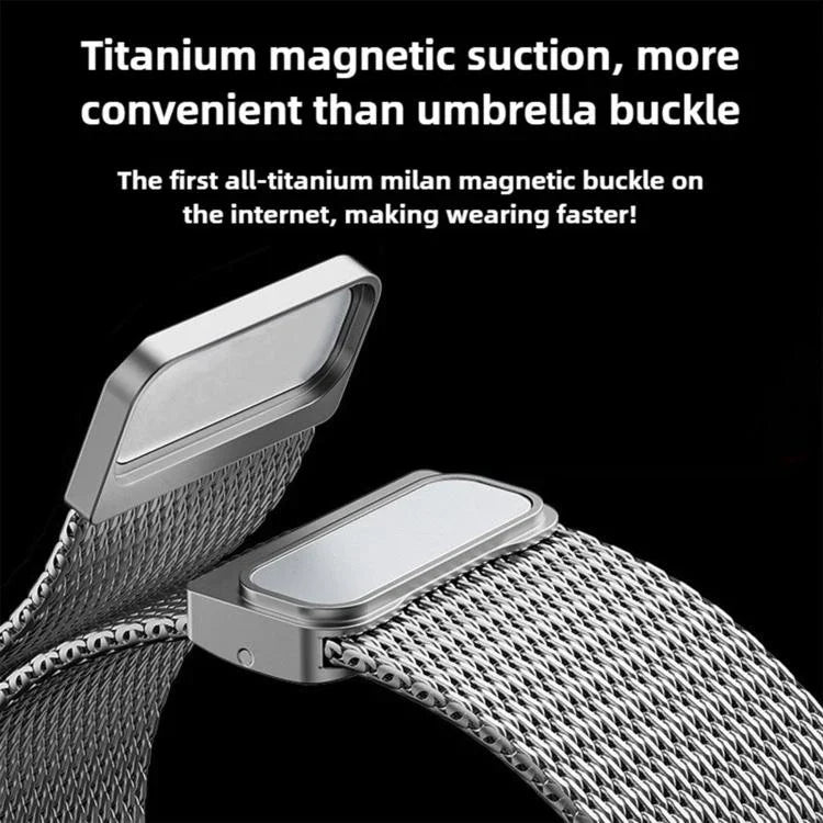 Correia de Relógio em Metal de Titânio Completo com Fivela Magnética Milanesa, Para Apple Watch 46mm / 49mm / 45mm / 44mm