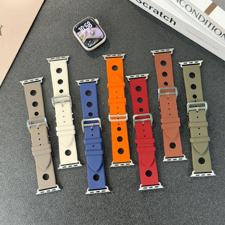 Correia de Relógio em Silicone com Fivela de Escada e Orifícios, Para Apple Watch 46mm / 49mm / 45mm / 44mm, Para Apple Watch 42mm / 41mm / 40mm / 38mm