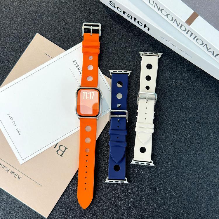Correia de Relógio em Silicone com Fivela de Escada e Orifícios, Para Apple Watch 46mm / 49mm / 45mm / 44mm, Para Apple Watch 42mm / 41mm / 40mm / 38mm