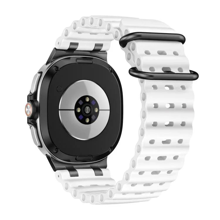 Ocean Breathable Holes Black Ring Buckle Silicone Watch Band, For Samsung Galaxy Watch8 / Watch8 Classic