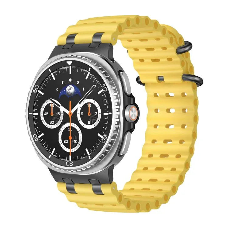 Ocean Breathable Holes Black Ring Buckle Silicone Watch Band, For Samsung Galaxy Watch8 / Watch8 Classic