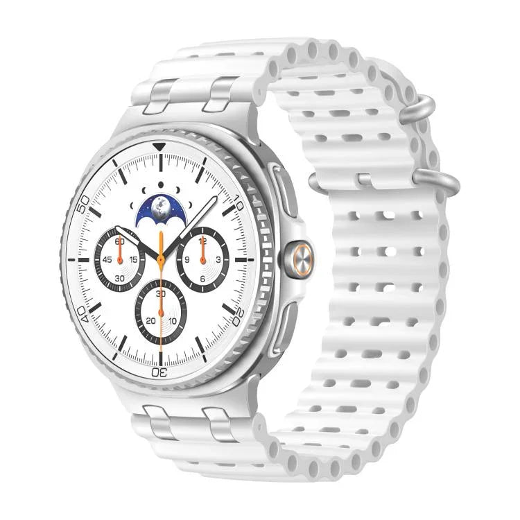 Correia de Relógio de Silicone com Orifícios Respiráveis Oceânicos e Fivela de Anel Prateado, Para Samsung Galaxy Watch8 / Watch8 Classic
