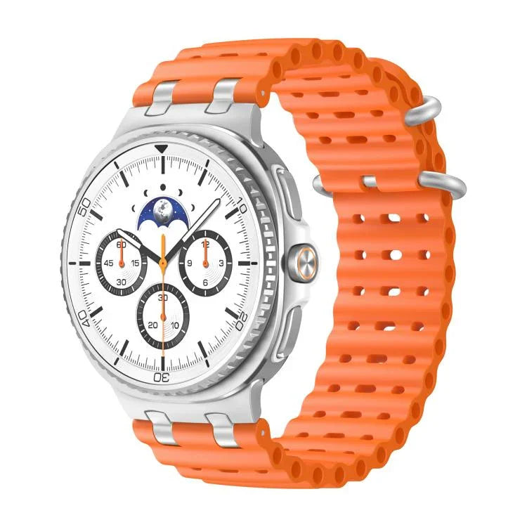 Correia de Relógio de Silicone com Orifícios Respiráveis Oceânicos e Fivela de Anel Prateado, Para Samsung Galaxy Watch8 / Watch8 Classic