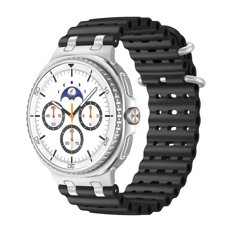 Correia de Relógio de Silicone com Orifícios Respiráveis Oceânicos e Fivela de Anel Prateado, Para Samsung Galaxy Watch8 / Watch8 Classic