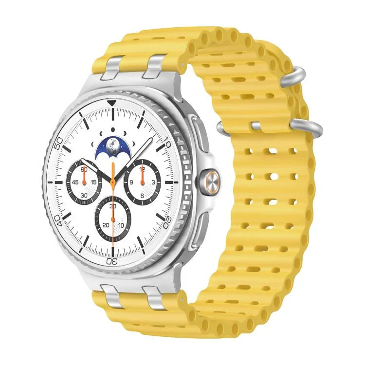 Correia de Relógio de Silicone com Orifícios Respiráveis Oceânicos e Fivela de Anel Prateado, Para Samsung Galaxy Watch8 / Watch8 Classic