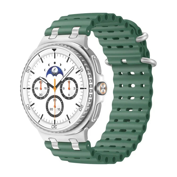 Correia de Relógio de Silicone com Orifícios Respiráveis Oceânicos e Fivela de Anel Prateado, Para Samsung Galaxy Watch8 / Watch8 Classic