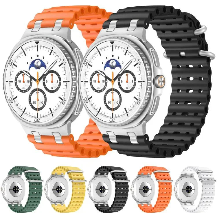 Correia de Relógio de Silicone com Orifícios Respiráveis Oceânicos e Fivela de Anel Prateado, Para Samsung Galaxy Watch8 / Watch8 Classic