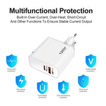Carregador TE-PD65 GaN PD 65W + QC4.0 USB Protocolo Totalmente Compatível, Ficha UE