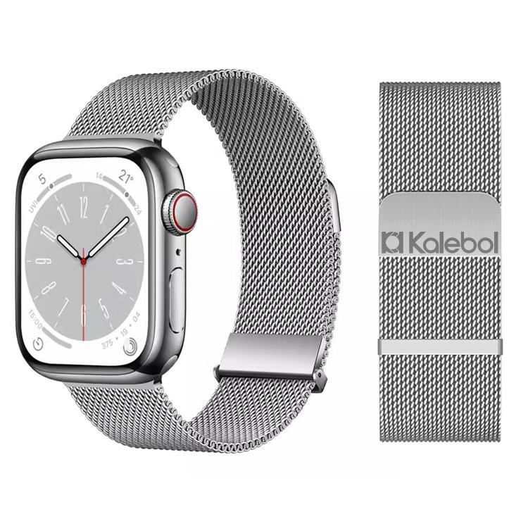 Correia de Relógio em Aço Inoxidável Magnética Milanesa com Duplo Elo Kalebol, Para Apple Watch 46mm / 49mm / 45mm / 44mm, Para Apple Watch 42mm / 41mm / 40mm / 38mm