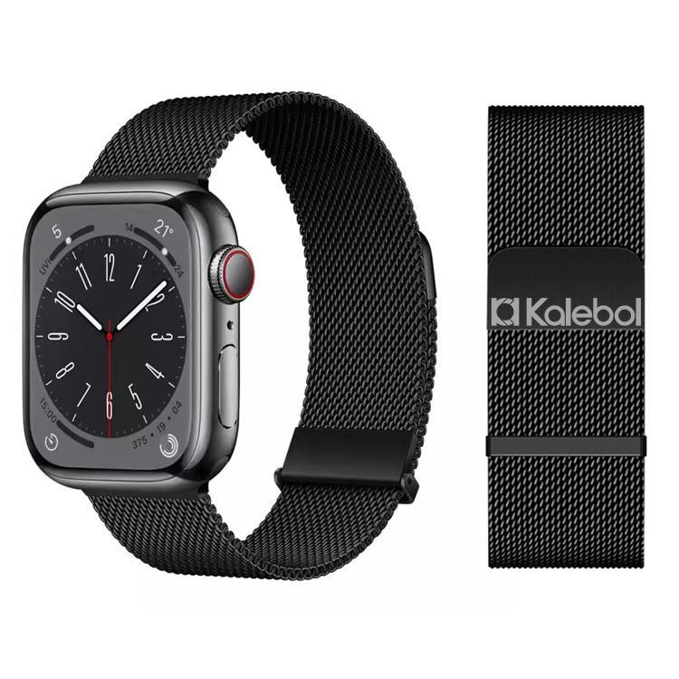 Correia de Relógio em Aço Inoxidável Magnética Milanesa com Duplo Elo Kalebol, Para Apple Watch 46mm / 49mm / 45mm / 44mm, Para Apple Watch 42mm / 41mm / 40mm / 38mm