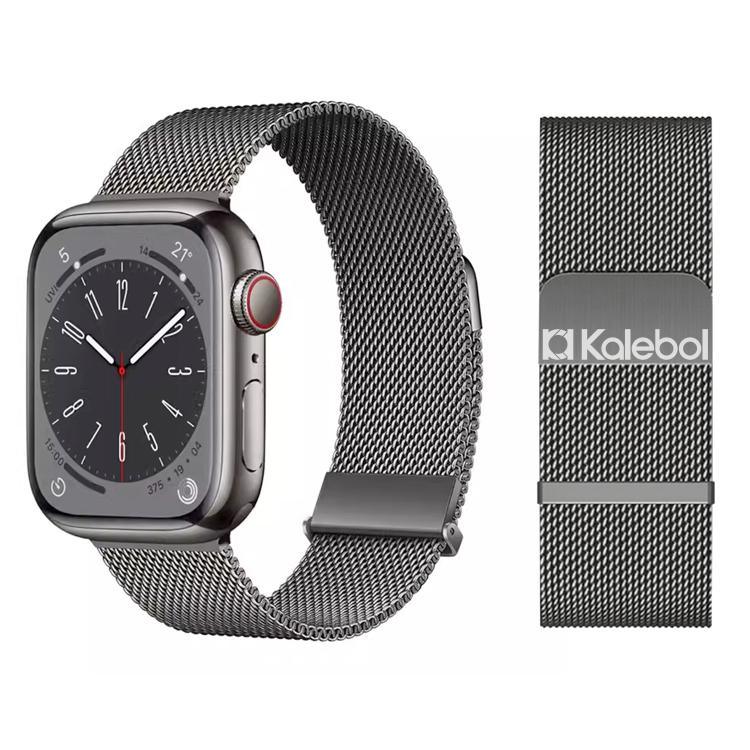 Correia de Relógio em Aço Inoxidável Magnética Milanesa com Duplo Elo Kalebol, Para Apple Watch 46mm / 49mm / 45mm / 44mm, Para Apple Watch 42mm / 41mm / 40mm / 38mm