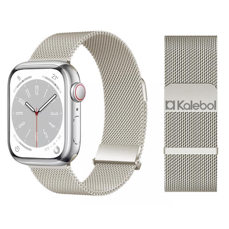 Correia de Relógio em Aço Inoxidável Magnética Milanesa com Duplo Elo Kalebol, Para Apple Watch 46mm / 49mm / 45mm / 44mm, Para Apple Watch 42mm / 41mm / 40mm / 38mm