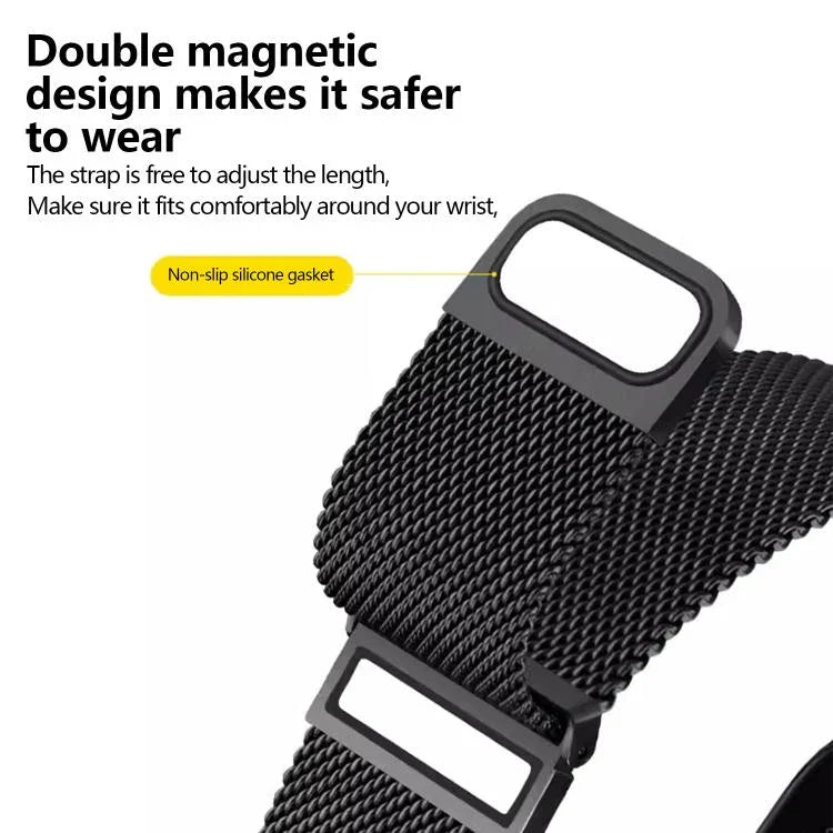 Correia de Relógio em Aço Inoxidável Magnética Milanesa com Duplo Elo Kalebol, Para Apple Watch 46mm / 49mm / 45mm / 44mm, Para Apple Watch 42mm / 41mm / 40mm / 38mm