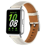 Correia de Relógio de Pele com Fivela de Pino Prateada Côncava, Para Samsung Galaxy Fit 3
