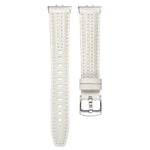 Correia de Relógio de Pele com Fivela de Pino Prateada Côncava, Para Samsung Galaxy Fit 3