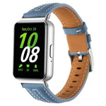 Correia de Relógio de Pele com Fivela de Pino Prateada Côncava, Para Samsung Galaxy Fit 3
