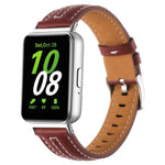 Correia de Relógio de Pele com Fivela de Pino Prateada Côncava, Para Samsung Galaxy Fit 3