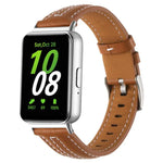 Correia de Relógio de Pele com Fivela de Pino Prateada Côncava, Para Samsung Galaxy Fit 3