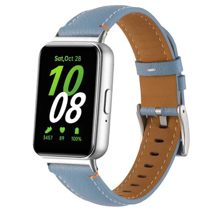 Correia de Relógio de Pele com Cauda Pontiaguda e Costura, Para Samsung Galaxy Fit 3