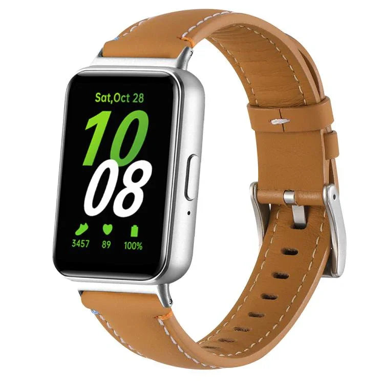 Correia de Relógio de Pele com Cauda Pontiaguda e Costura, Para Samsung Galaxy Fit 3