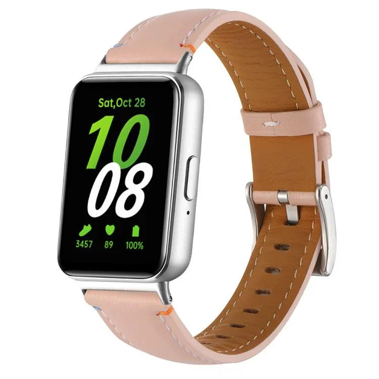 Correia de Relógio de Pele com Cauda Pontiaguda e Costura, Para Samsung Galaxy Fit 3