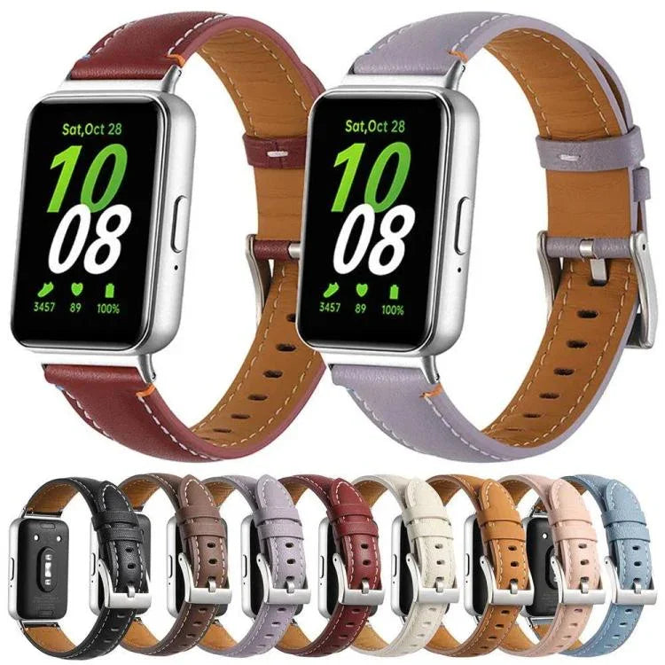 Correia de Relógio de Pele com Cauda Pontiaguda e Costura, Para Samsung Galaxy Fit 3