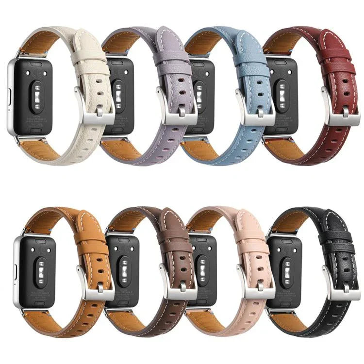 Correia de Relógio de Pele com Cauda Pontiaguda e Costura, Para Samsung Galaxy Fit 3