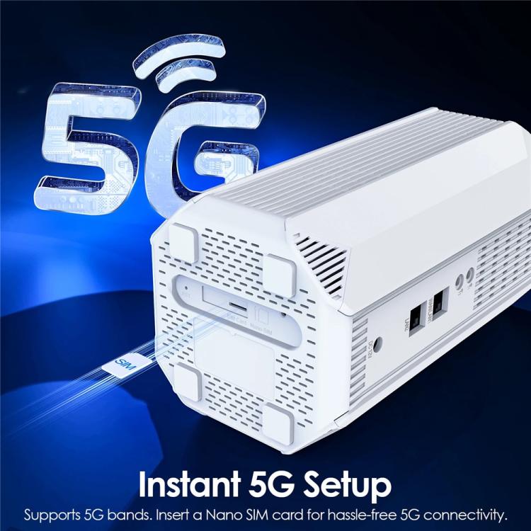 WAVLINK WNF100X3NR-B Versão Global Slot Nano SIM Roteador CPE 5G NR WiFi 6, Especificações: Ficha EUA, WNF100X3NR-B