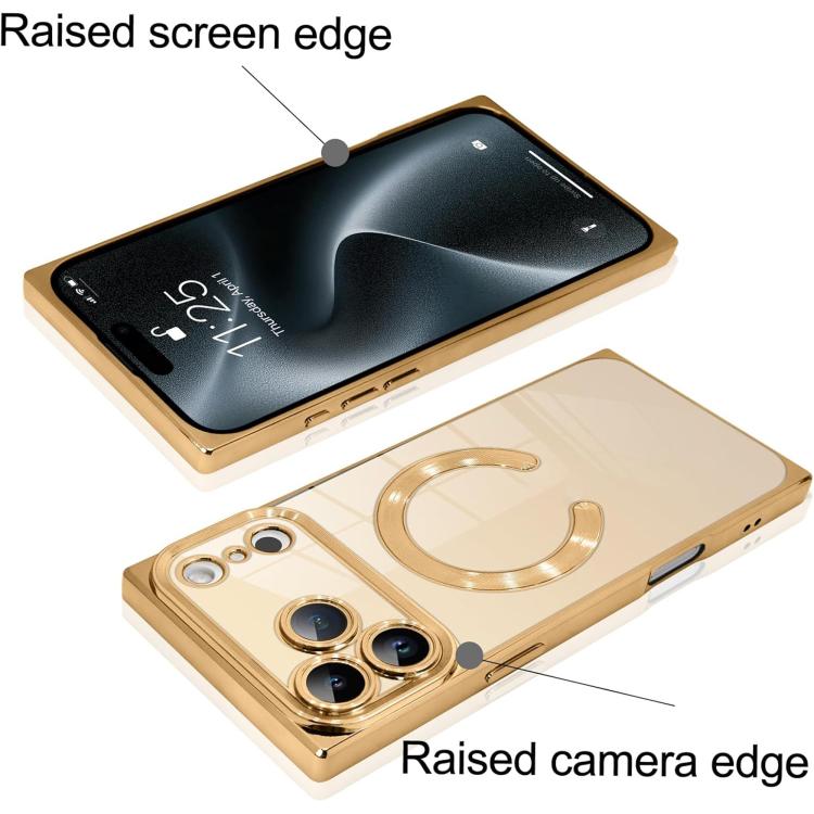Capa de telemóvel MagSafe em TPU com padrão CD quadrado de ângulo reto e eletrochapado, para iPhone 17 Pro Max, para iPhone 17 Pro, para iPhone 17, para iPhone Air, para iPhone 16 Pro Max, para iPhone 16 Pro